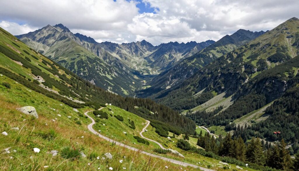 Dolina Chochołowska - widok na szlak turystyczny Dolina Chochołowska - widok na szlak turystyczny