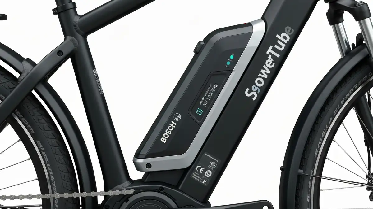 Bateria e-bike Bosch PowerTube 500 wbudowana w ramę czarnego roweru elektrycznego