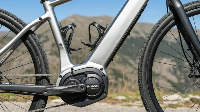 Bosch Performance Line CX silnik e-bike na rowerze gravel, widok bliski napędu mid-drive