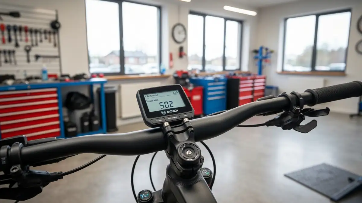 Wyświetlacz Bosch Performance Line pokazujący kod błędu 502 na e-bike górskim