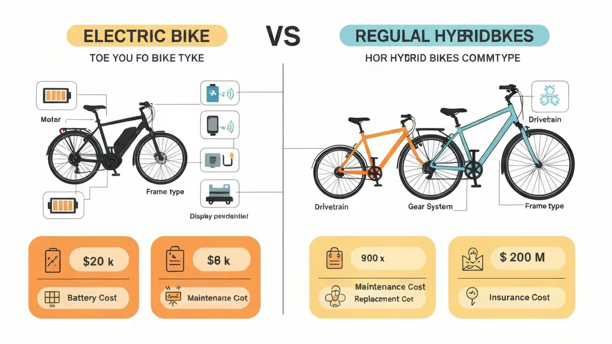 Porównanie e-bike i zwykłego roweru dla dojazdów do pracy - infografika kosztów na rok