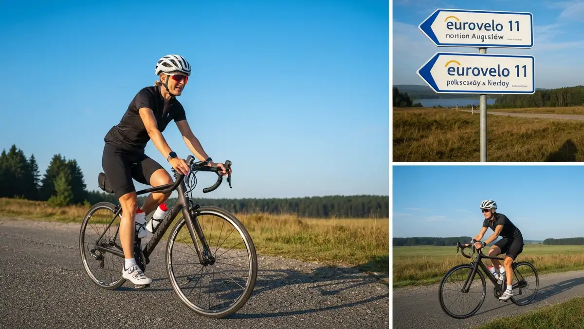 Mapa szlaku Eurovelo 11 przez Polskę - trasę z Augustowa przez Podlasie, Mazowsze do Bieszczad i granicy słowackiej