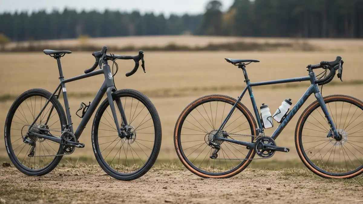 Porównanie gravel i cyclocross - dwa rowery terenowe obok siebie na żwiru