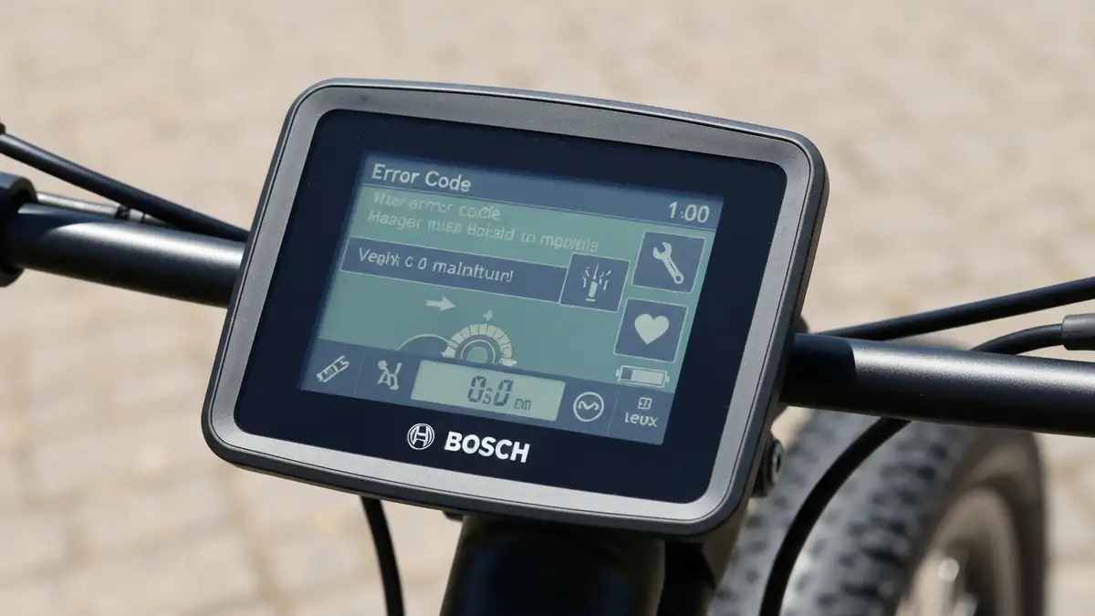 Panel wyświetlacza Bosch e-bike z kodem błędu i wskaźnikami diagnostycznymi